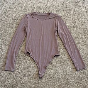 Elegant Long Sleeve Bodysuit - Mauve